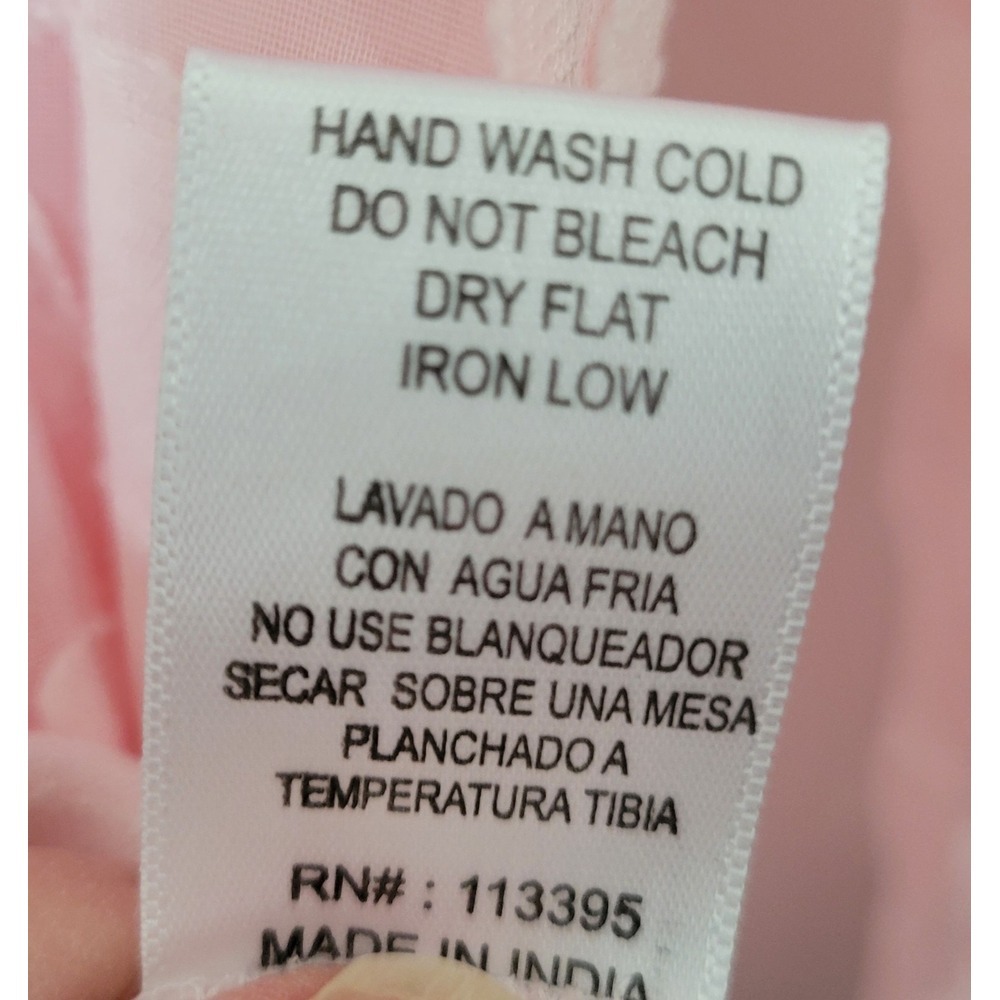 En Creme Sheer Chiffon Button Down Long Sleeve Blouse Women's Size Small Pink - Picture 8 of 8